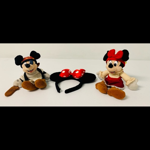 Authentic Disney Minnie and Mickey Mouse 2 dolls. Plus Minnie headband.Adorable. - Picture 2 of 8